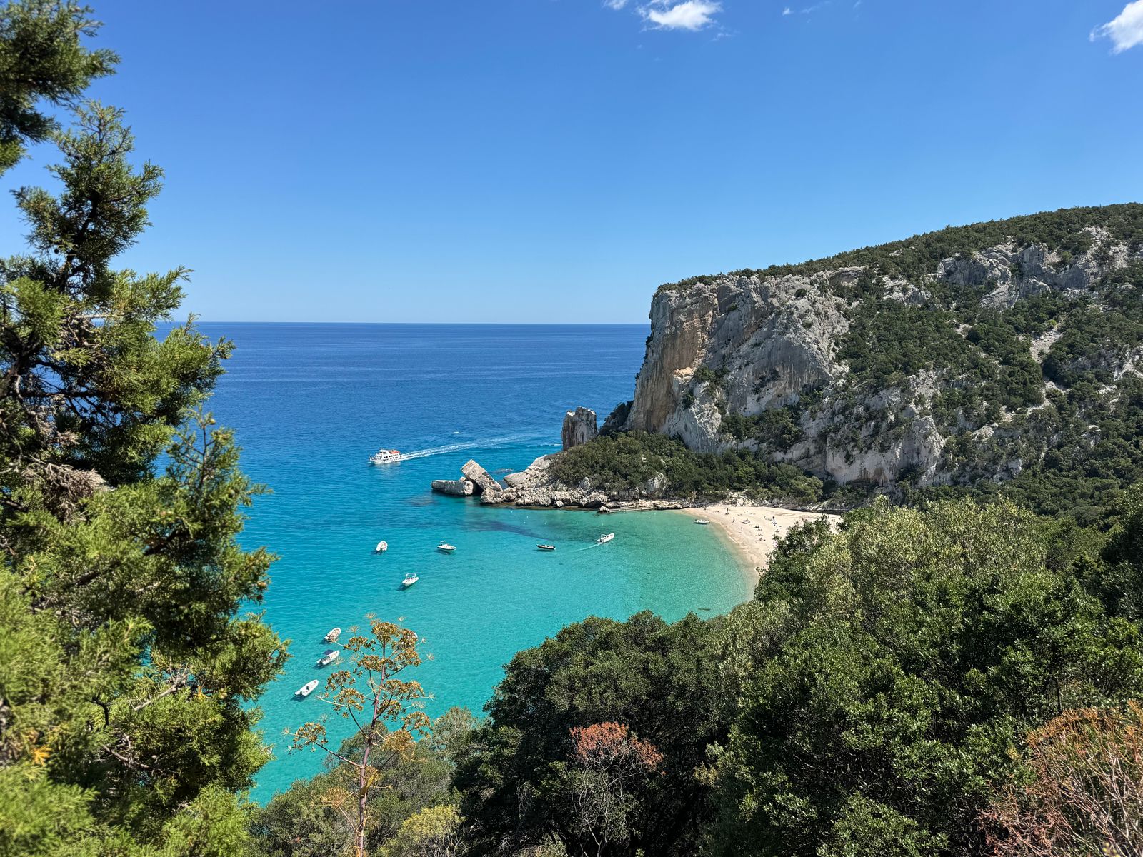 Cala Luna, a beach backed by limestone cliffs in the Gulf of Orosei